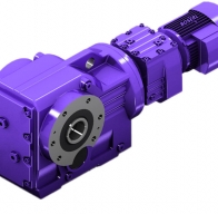 汙水處理設備KA通孔減速器齒輪箱配2200W變頻刹車電機達到56比，此時的減速機尺寸怎麼樣?